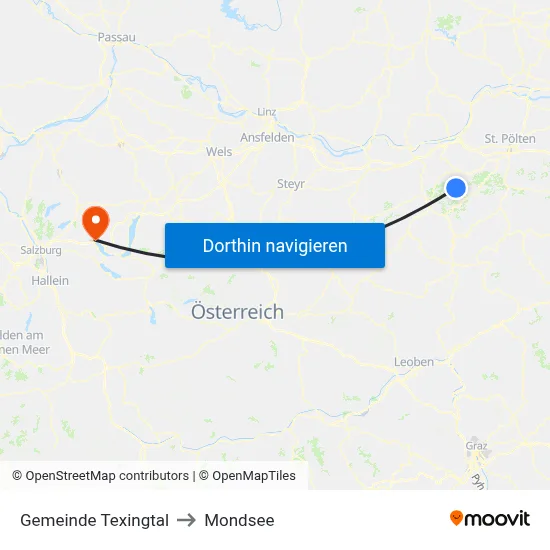 Gemeinde Texingtal to Mondsee map