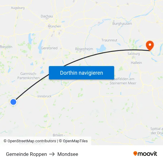 Gemeinde Roppen to Mondsee map