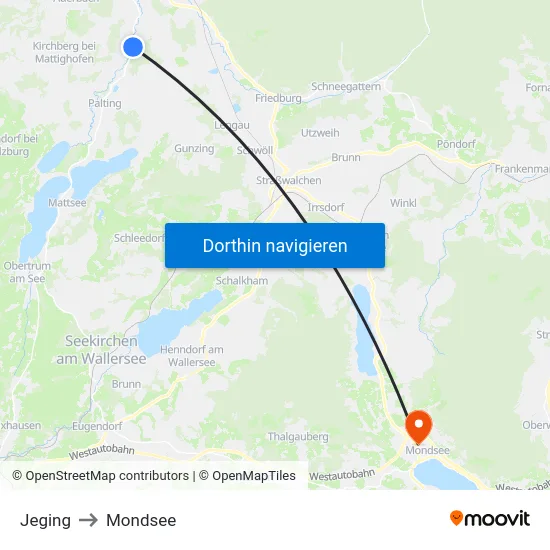 Jeging to Mondsee map
