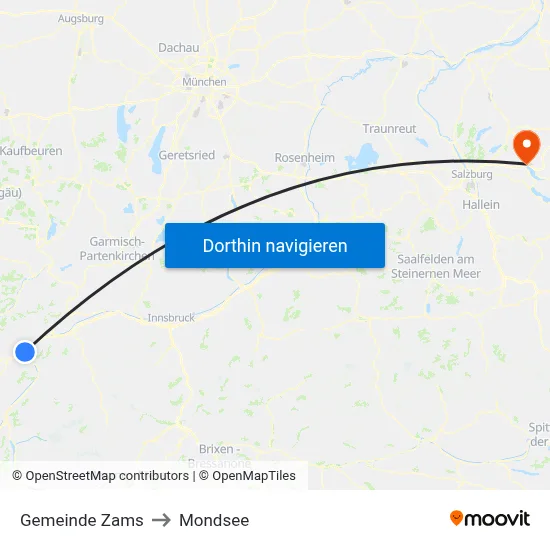 Gemeinde Zams to Mondsee map