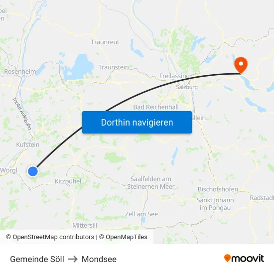 Gemeinde Söll to Mondsee map