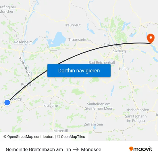 Gemeinde Breitenbach am Inn to Mondsee map