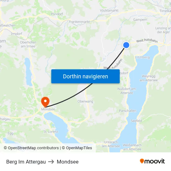 Berg Im Attergau to Mondsee map