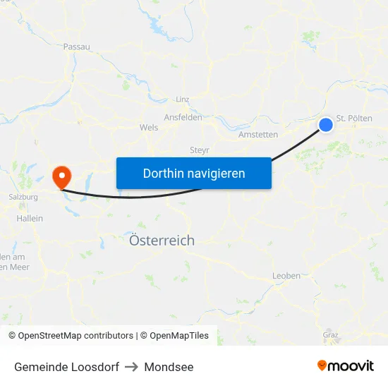 Gemeinde Loosdorf to Mondsee map