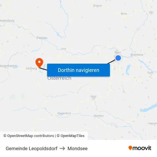 Gemeinde Leopoldsdorf to Mondsee map