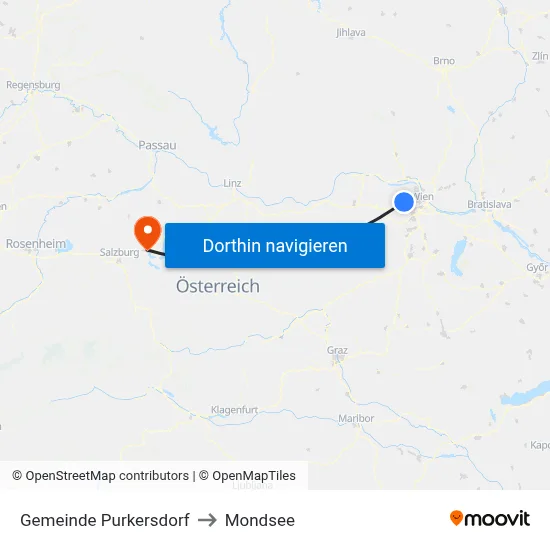 Gemeinde Purkersdorf to Mondsee map