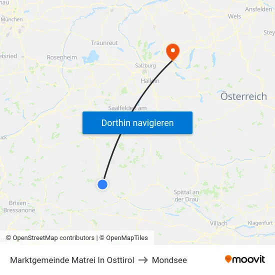 Marktgemeinde Matrei In Osttirol to Mondsee map