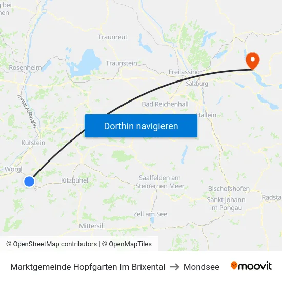 Marktgemeinde Hopfgarten Im Brixental to Mondsee map