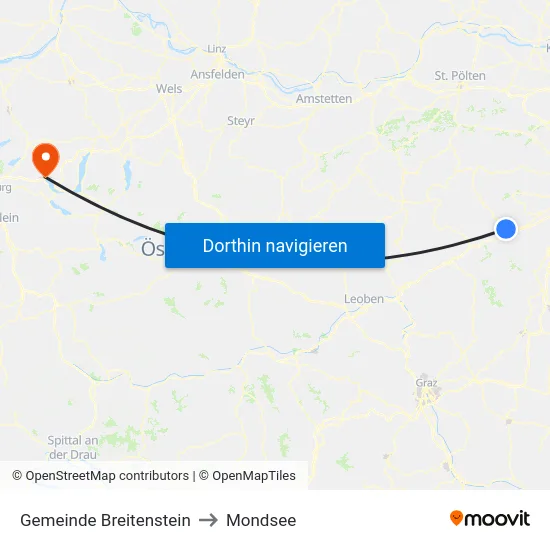 Gemeinde Breitenstein to Mondsee map