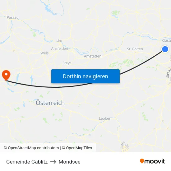 Gemeinde Gablitz to Mondsee map