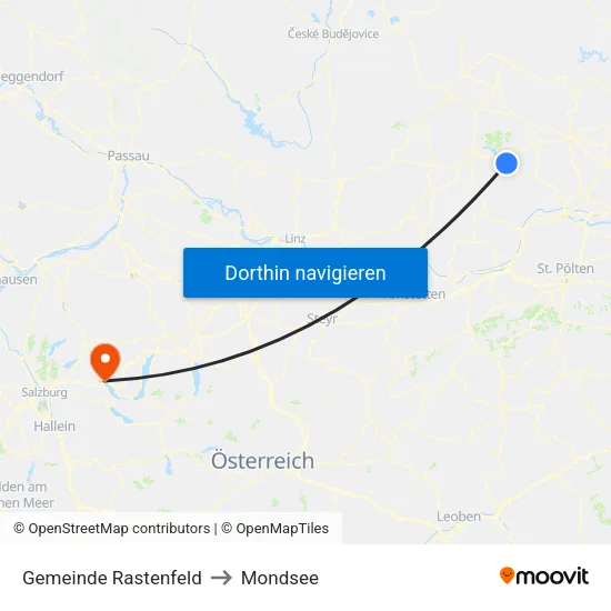 Gemeinde Rastenfeld to Mondsee map