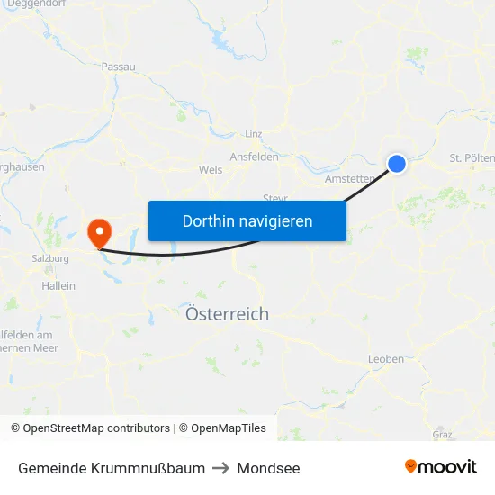 Gemeinde Krummnußbaum to Mondsee map