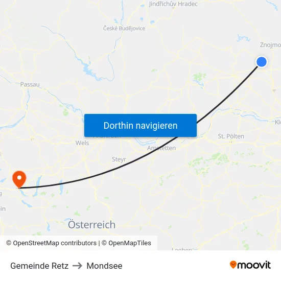 Gemeinde Retz to Mondsee map