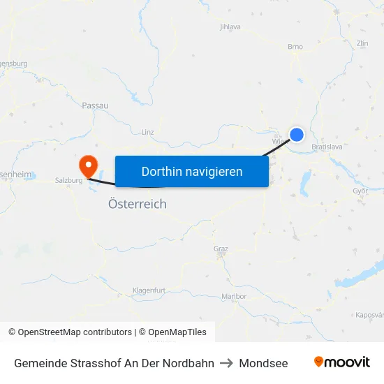 Gemeinde Strasshof An Der Nordbahn to Mondsee map