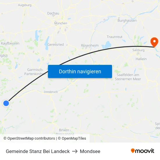 Gemeinde Stanz Bei Landeck to Mondsee map