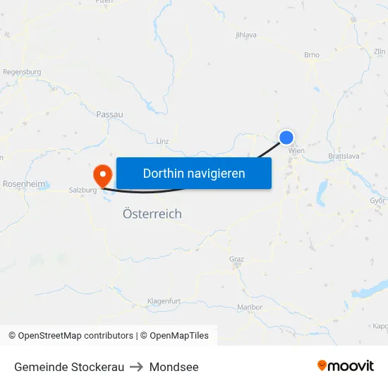 Gemeinde Stockerau to Mondsee map