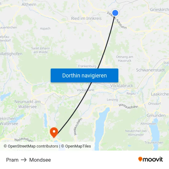 Pram to Mondsee map