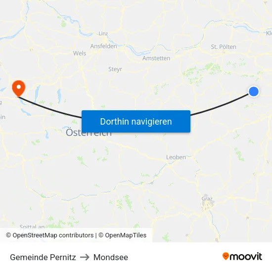 Gemeinde Pernitz to Mondsee map