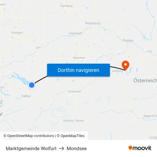 Marktgemeinde Wolfurt to Mondsee map