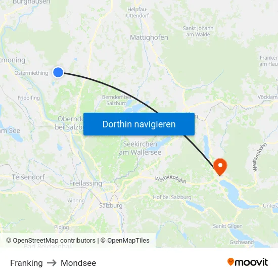 Franking to Mondsee map