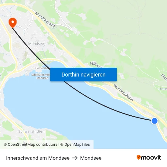 Innerschwand am Mondsee to Mondsee map