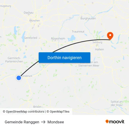 Gemeinde Ranggen to Mondsee map