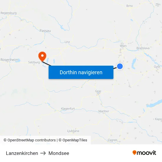 Lanzenkirchen to Mondsee map