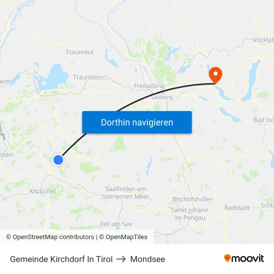 Gemeinde Kirchdorf In Tirol to Mondsee map