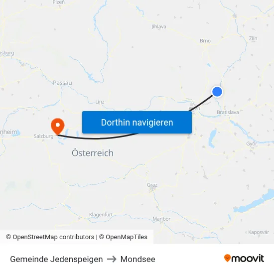 Gemeinde Jedenspeigen to Mondsee map