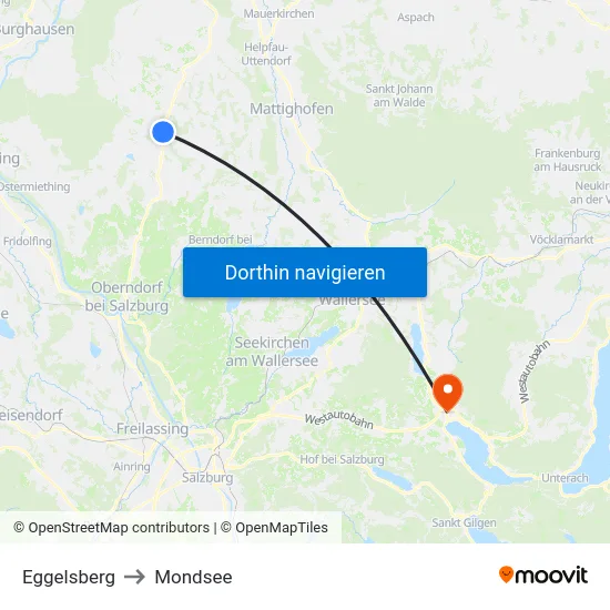 Eggelsberg to Mondsee map