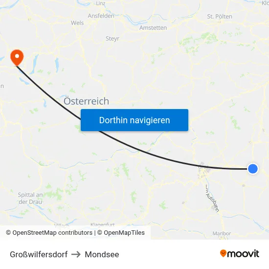 Großwilfersdorf to Mondsee map
