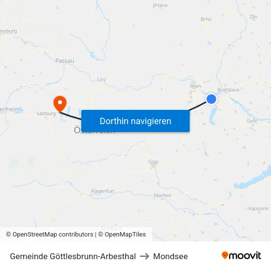 Gemeinde Göttlesbrunn-Arbesthal to Mondsee map