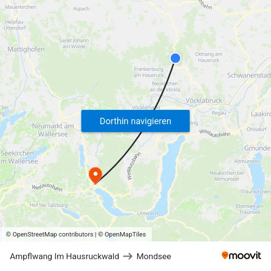 Ampflwang Im Hausruckwald to Mondsee map