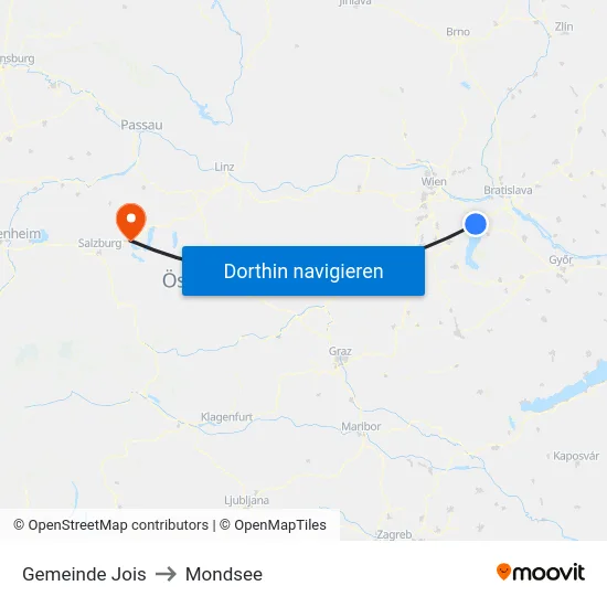 Gemeinde Jois to Mondsee map