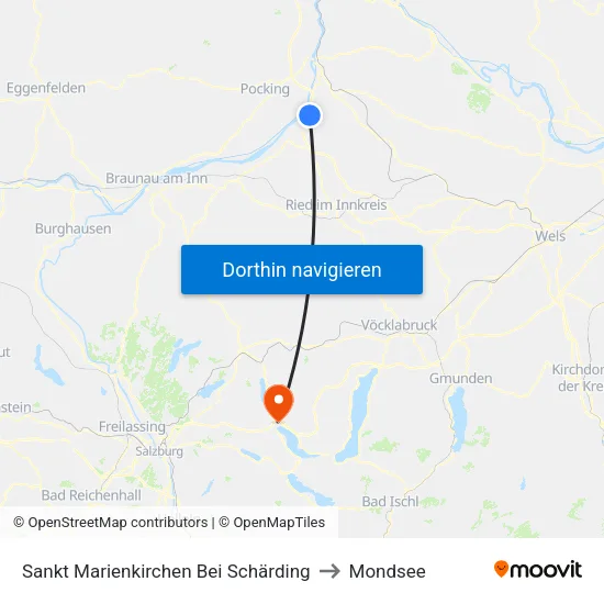 Sankt Marienkirchen Bei Schärding to Mondsee map