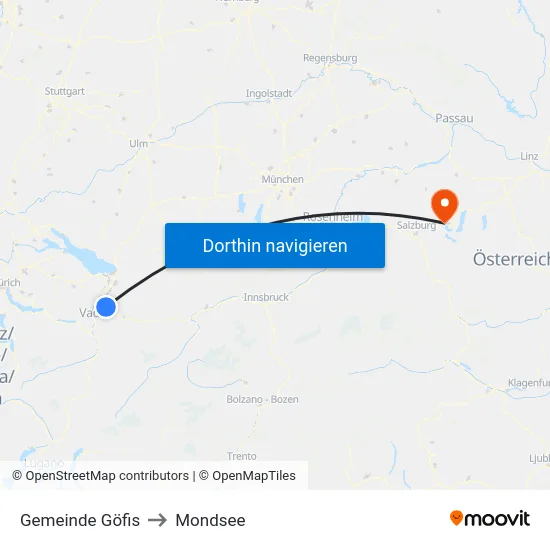 Gemeinde Göfis to Mondsee map