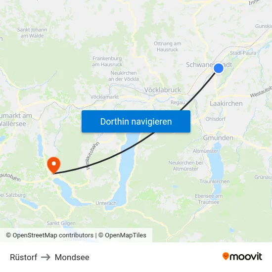 Rüstorf to Mondsee map