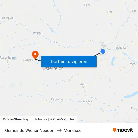 Gemeinde Wiener Neudorf to Mondsee map