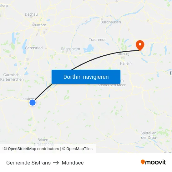 Gemeinde Sistrans to Mondsee map