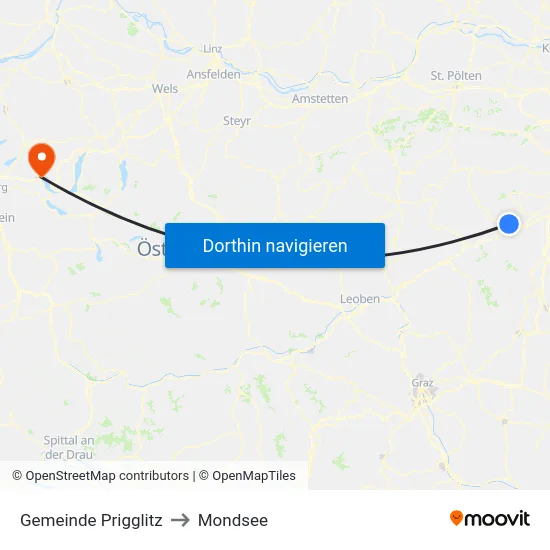 Gemeinde Prigglitz to Mondsee map