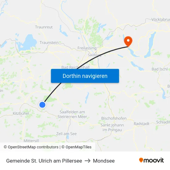 Gemeinde St. Ulrich am Pillersee to Mondsee map