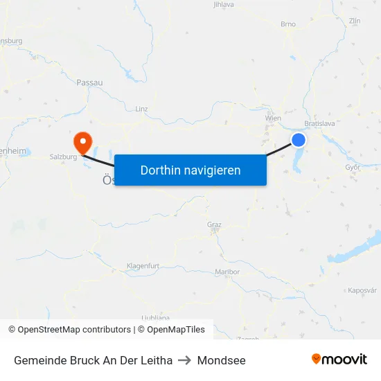 Gemeinde Bruck An Der Leitha to Mondsee map