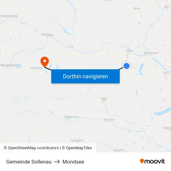 Gemeinde Sollenau to Mondsee map