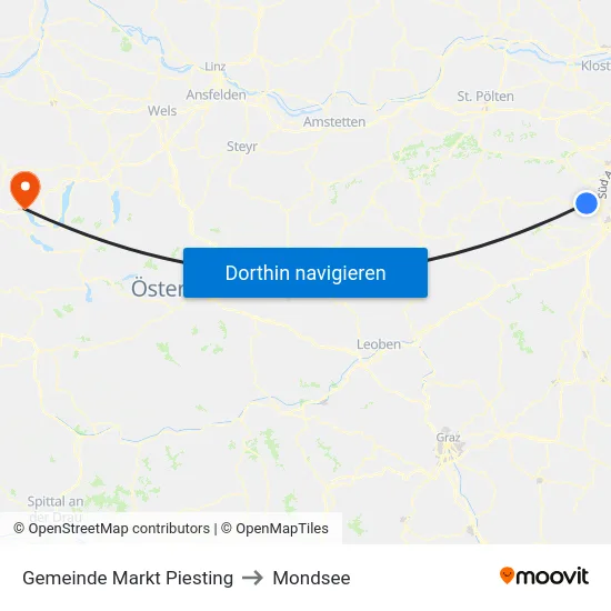 Gemeinde Markt Piesting to Mondsee map