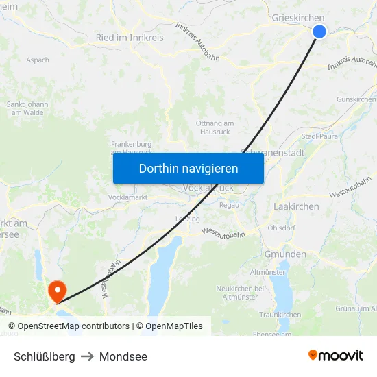 Schlüßlberg to Mondsee map