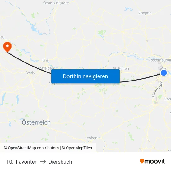10., Favoriten to Diersbach map