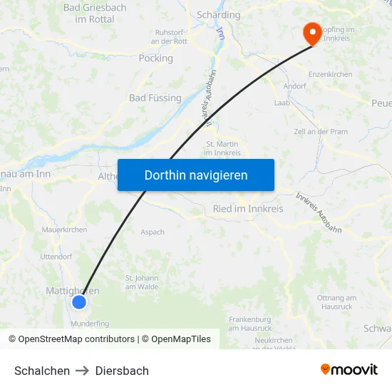 Schalchen to Diersbach map