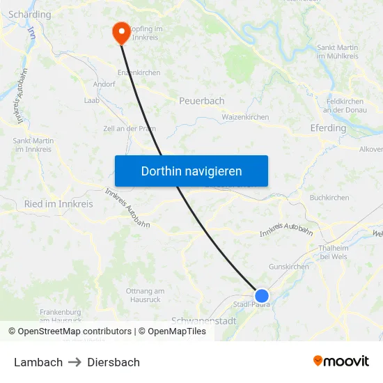 Lambach to Diersbach map