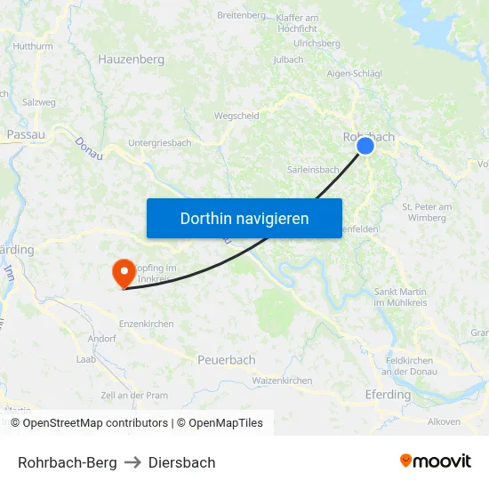 Rohrbach-Berg to Diersbach map