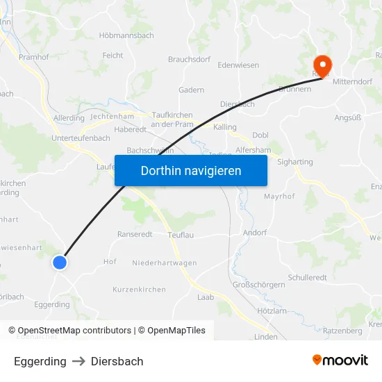 Eggerding to Diersbach map